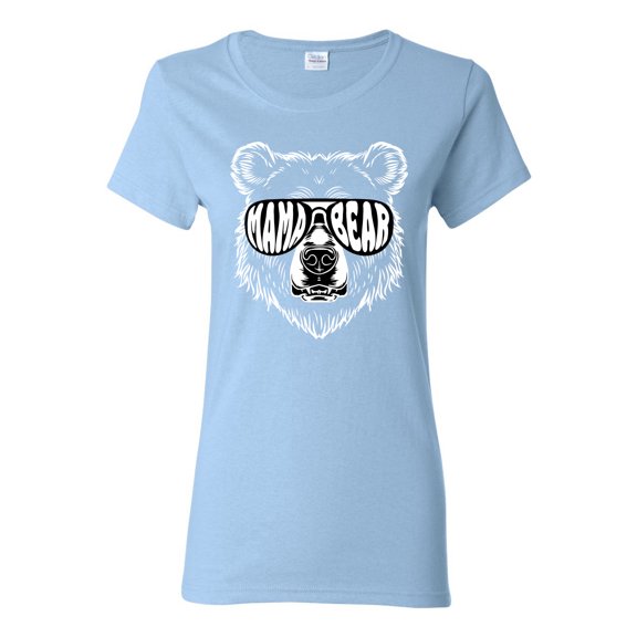Wild Bobby Mama Bear Face Glasses Women Graphic Tee