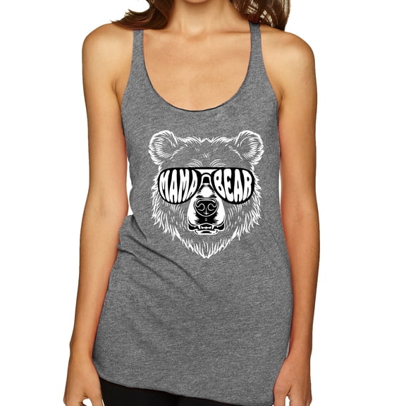 Wild Bobby Mama Bear Face Glasses Women Tri-Blend Racerback Tank Top