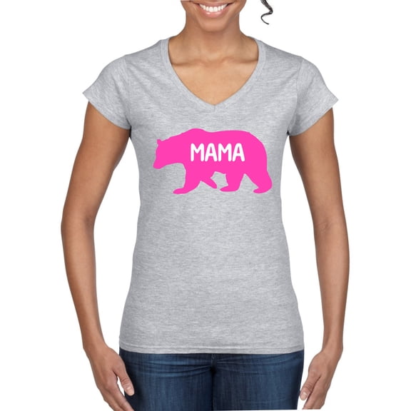 Wild Bobby Mama Bear Girl Mom Women Standard V-Neck Tee