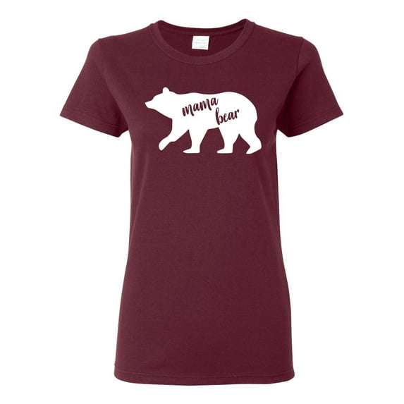 Wild Bobby, Mama Bear, Mother's Day, Women Graphic Tee, Maroon, X-Large