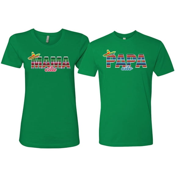 Wild Bobby, Mama Cita Papa Cito Mexican Spanish Latino His/Her Couples/ Best Friends Matching Couples Tee, Kelly, Mens S-Womens S