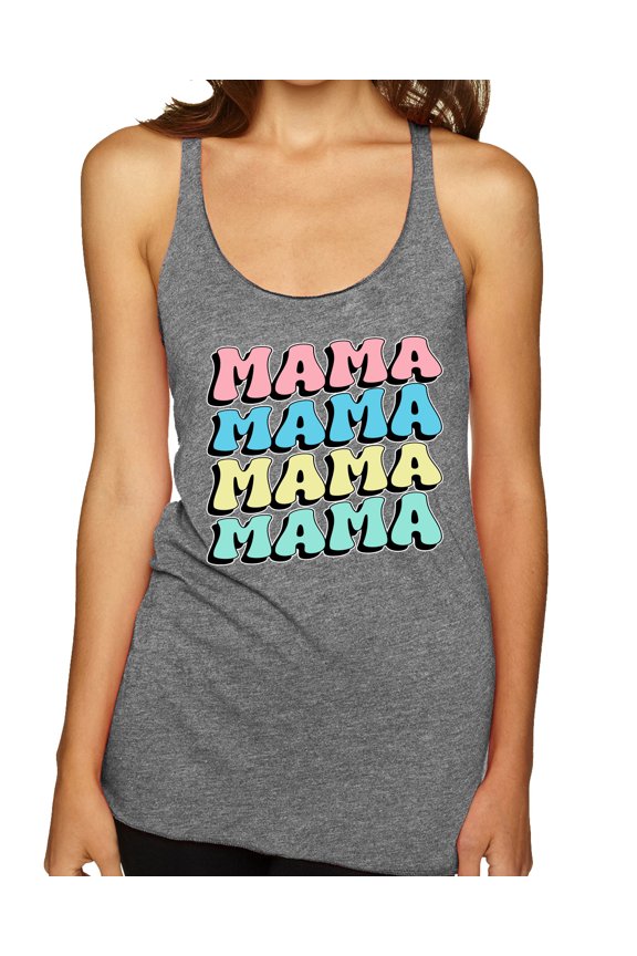 Mama Mama Mama Women Tri-Blend Racerback Tank Top