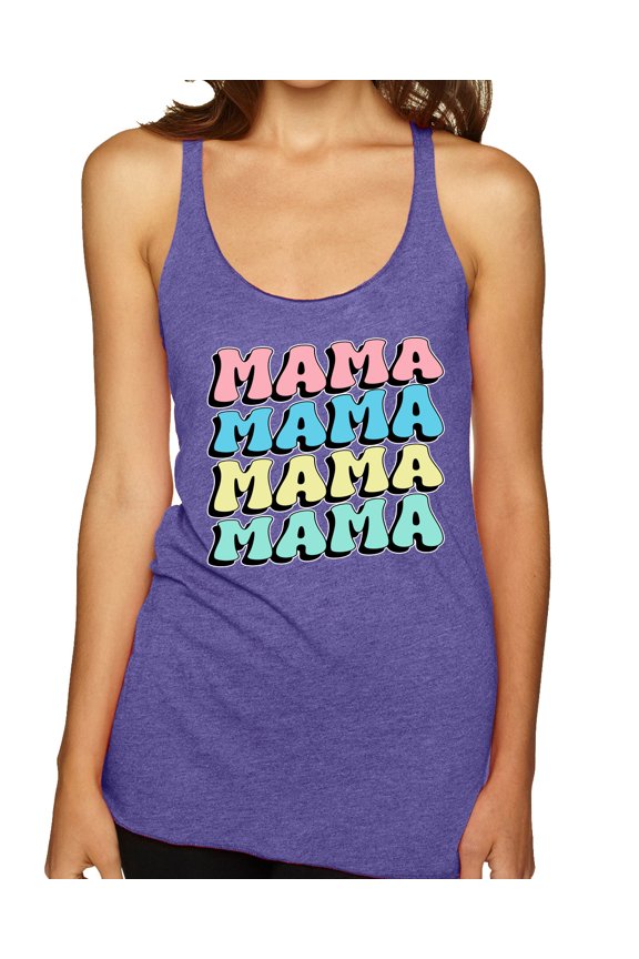 Mama Mama Mama Women Tri-Blend Racerback Tank Top