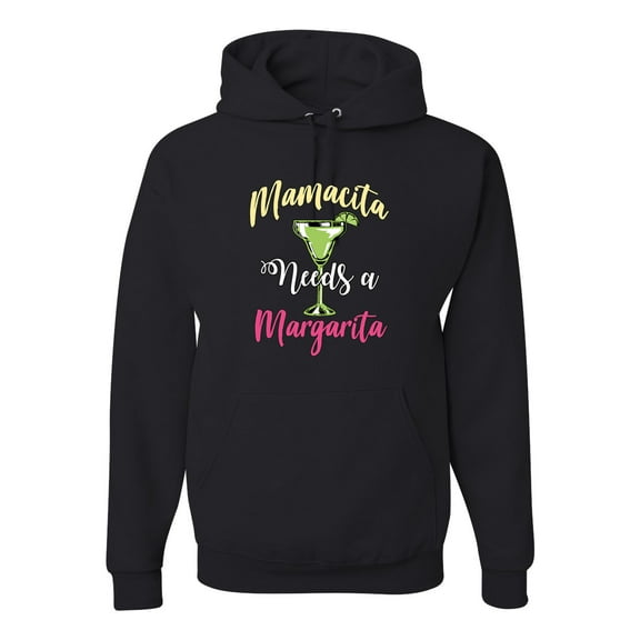 Wild Bobby, Mamacita Needs a Margarita Mother's Day Unisex Hoodie Sweatshirt, Black, Small