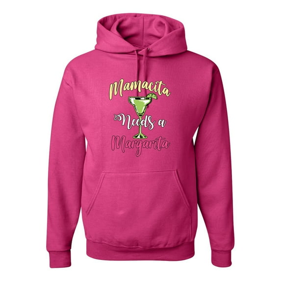 Wild Bobby, Mamacita Needs a Margarita Mother's Day Unisex Hoodie Sweatshirt, Fuschia, 3X-Large