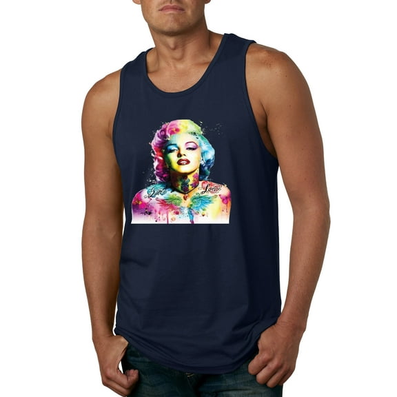Wild Bobby Marilyn Monroe Multicolor Pop Art Pop Culture Men Graphic Tank Top, Navy, Large