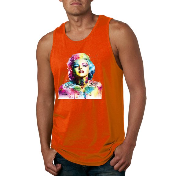 Wild Bobby Marilyn Monroe Multicolor Pop Art Pop Culture Men Graphic Tank Top, Orange, Medium