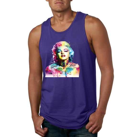 Wild Bobby Marilyn Monroe Multicolor Pop Art Pop Culture Men Graphic Tank Top, Purple, Small