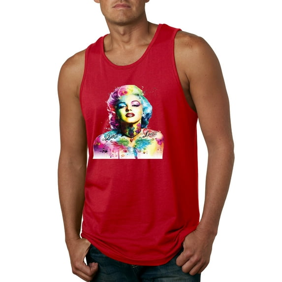 Wild Bobby Marilyn Monroe Multicolor Pop Art Pop Culture Men Graphic Tank Top, Red, X-Large