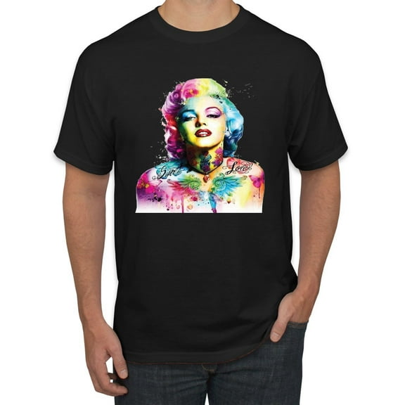 Wild Bobby Marilyn Monroe Multicolor Pop Art Pop Culture Men Graphic Tee, Black, 5X-Large