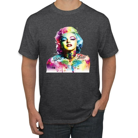 Wild Bobby Marilyn Monroe Multicolor Pop Art Pop Culture Men Graphic Tee, Heather Black, Large