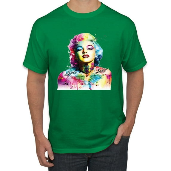 Wild Bobby Marilyn Monroe Multicolor Pop Art Pop Culture Men Graphic Tee, Kelly, 3X-Large