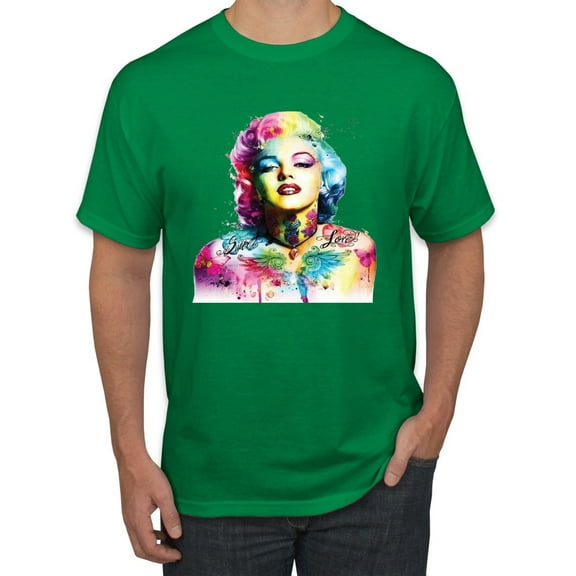 Wild Bobby Marilyn Monroe Multicolor Pop Art Pop Culture Men Graphic Tee, Kelly, 4X-Large