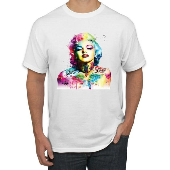 Wild Bobby Marilyn Monroe Multicolor Pop Art Pop Culture Men Graphic Tee, White, XX-Large