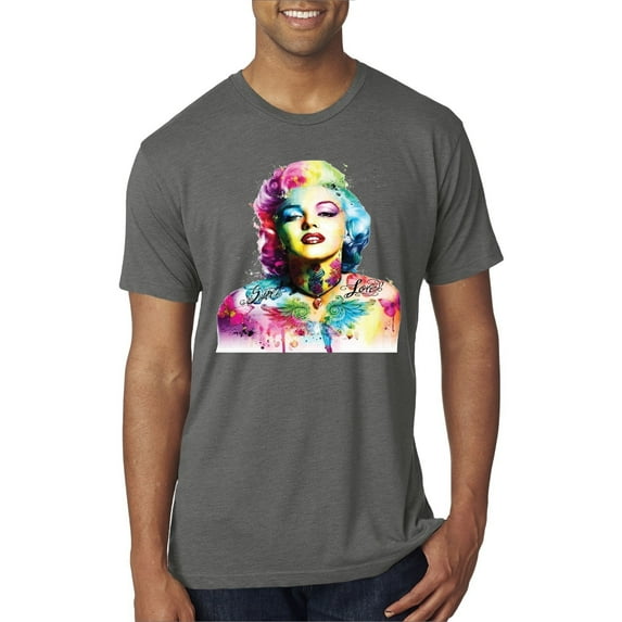 Wild Bobby Marilyn Monroe Multicolor Pop Art Pop Culture Men Premium Tri Blend Tee, Dark Heather, Large