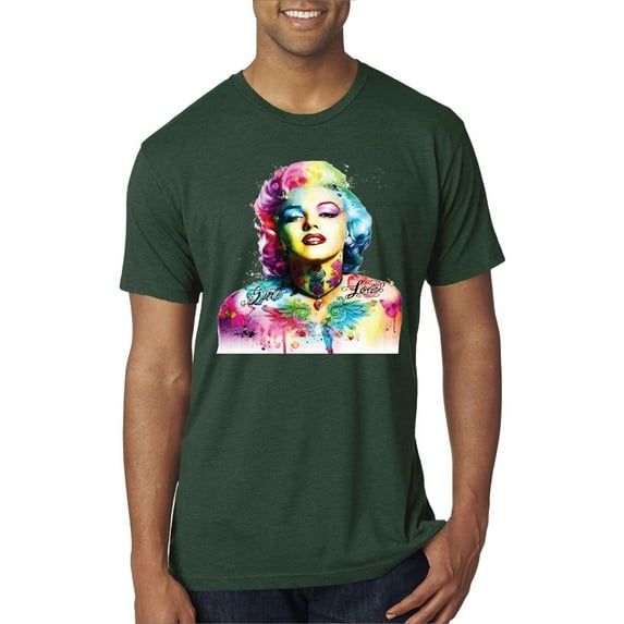 Wild Bobby Marilyn Monroe Multicolor Pop Art Pop Culture Men Premium Tri Blend Tee, Forest Green, Small