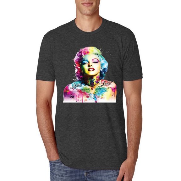 Wild Bobby Marilyn Monroe Multicolor Pop Art Pop Culture Men Premium Tri Blend Tee, Vintage Black, Medium