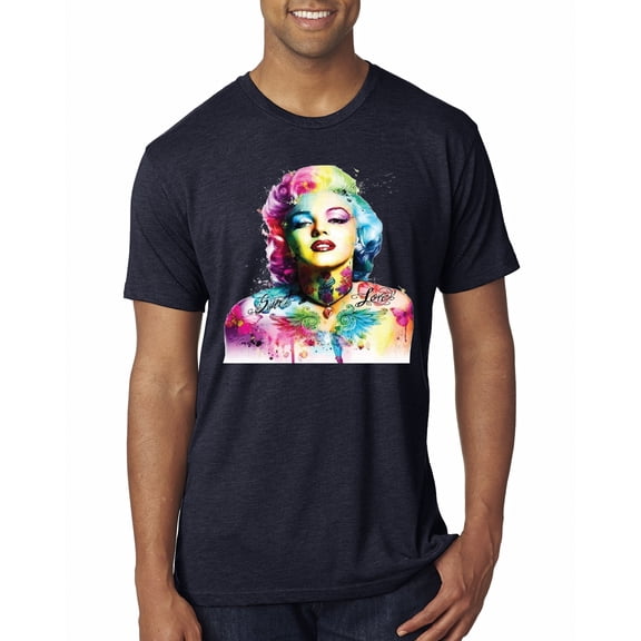 Wild Bobby Marilyn Monroe Multicolor Pop Art Pop Culture Men Premium Tri Blend Tee, Vintage Navy, Large