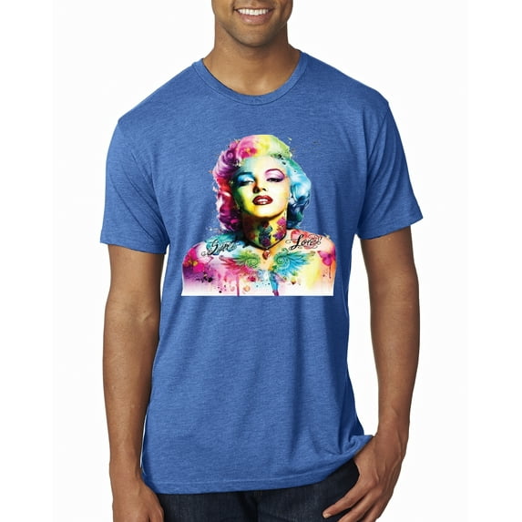 Wild Bobby Marilyn Monroe Multicolor Pop Art Pop Culture Men Premium Tri Blend Tee, Vintage Royal, Medium
