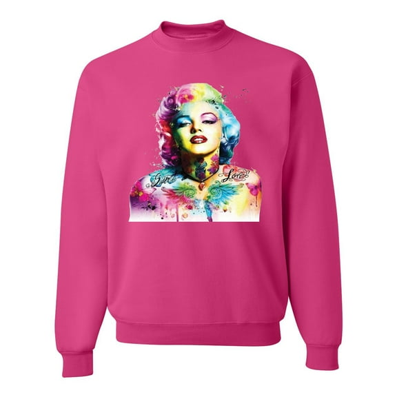 Wild Bobby Marilyn Monroe Multicolor Pop Art Pop Culture Unisex Crewneck Graphic Sweatshirt, Fuschia, Large