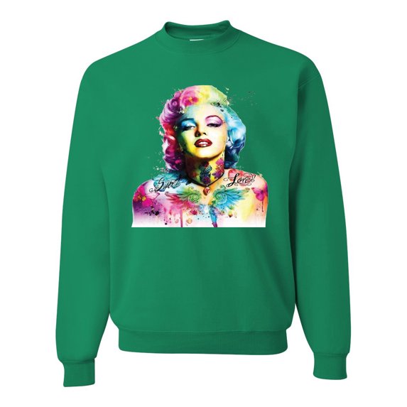 Wild Bobby Marilyn Monroe Multicolor Pop Art Pop Culture Unisex Crewneck Graphic Sweatshirt, Kelly, 5X-Large