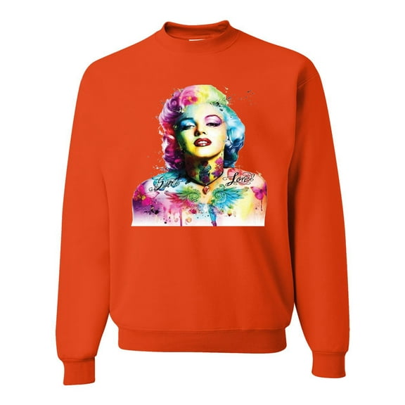 Wild Bobby Marilyn Monroe Multicolor Pop Art Pop Culture Unisex Crewneck Graphic Sweatshirt, Orange, X-Large