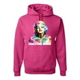 thumbnail image 1 of Wild Bobby Marilyn Monroe Multicolor Pop Art Pop Culture Unisex Graphic Hoodie Sweatshirt, Fuschia, Large, 1 of 1