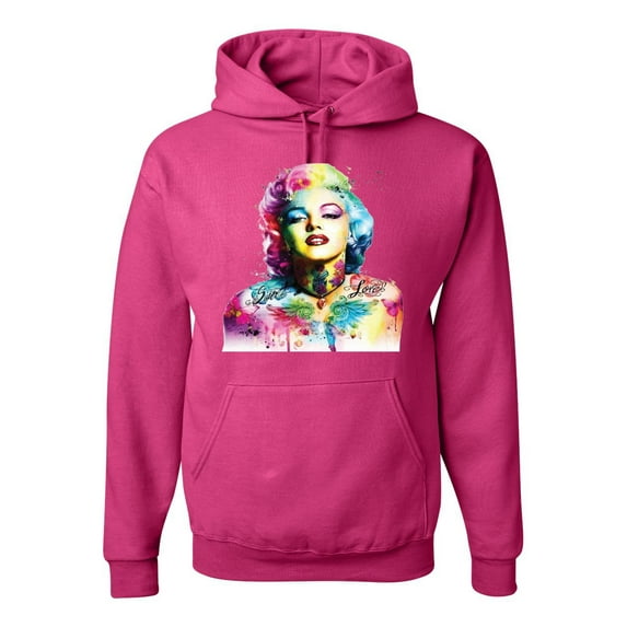 Wild Bobby Marilyn Monroe Multicolor Pop Art Pop Culture Unisex Graphic Hoodie Sweatshirt, Fuschia, X-Large