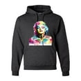 thumbnail image 1 of Wild Bobby Marilyn Monroe Multicolor Pop Art Pop Culture Unisex Graphic Hoodie Sweatshirt, Heather Black, 3X-Large, 1 of 1