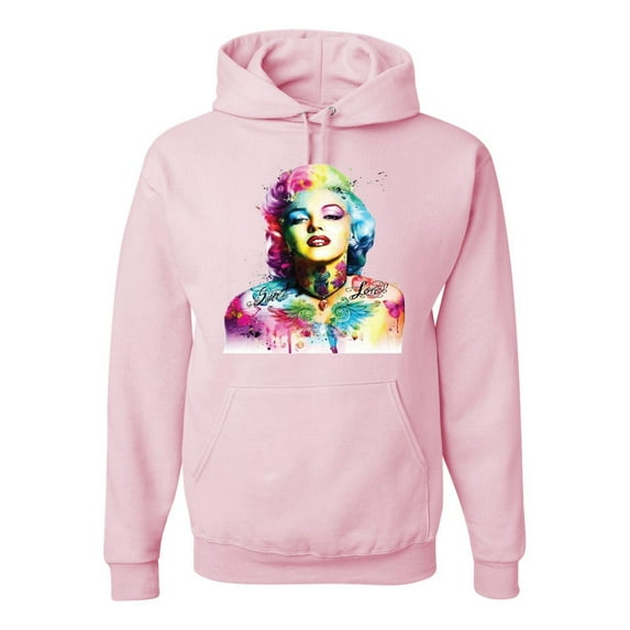 Wild Bobby, Marilyn Monroe Multicolor Pop Art Pop Culture Unisex Graphic Hoodie Sweatshirt, Light Pink, XX-Large
