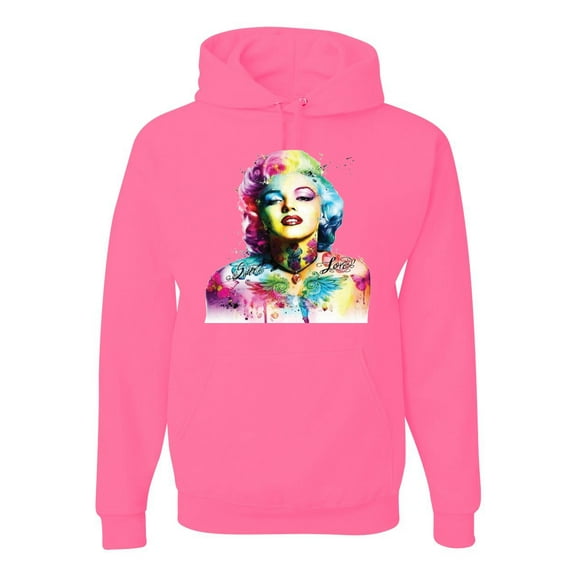Wild Bobby Marilyn Monroe Multicolor Pop Art Pop Culture Unisex Graphic Hoodie Sweatshirt, Neon Pink, Small