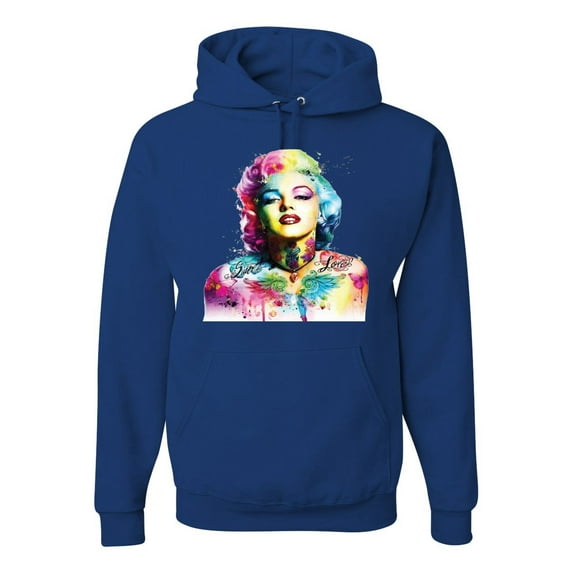 Wild Bobby Marilyn Monroe Multicolor Pop Art Pop Culture Unisex Graphic Hoodie Sweatshirt, Royal, XX-Large