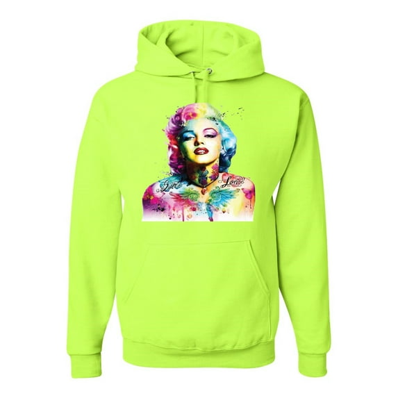 Wild Bobby Marilyn Monroe Multicolor Pop Art Pop Culture Unisex Graphic Hoodie Sweatshirt, Safety Green, Large