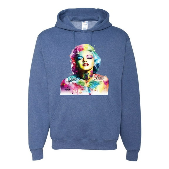Wild Bobby Marilyn Monroe Multicolor Pop Art Pop Culture Unisex Graphic Hoodie Sweatshirt, Vintage Heather Blue, Small