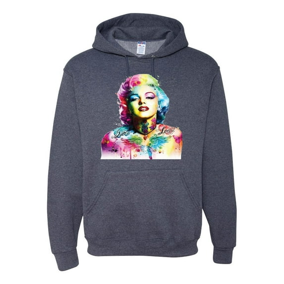 Wild Bobby Marilyn Monroe Multicolor Pop Art Pop Culture Unisex Graphic Hoodie Sweatshirt, Vintage Heather Navy, Medium