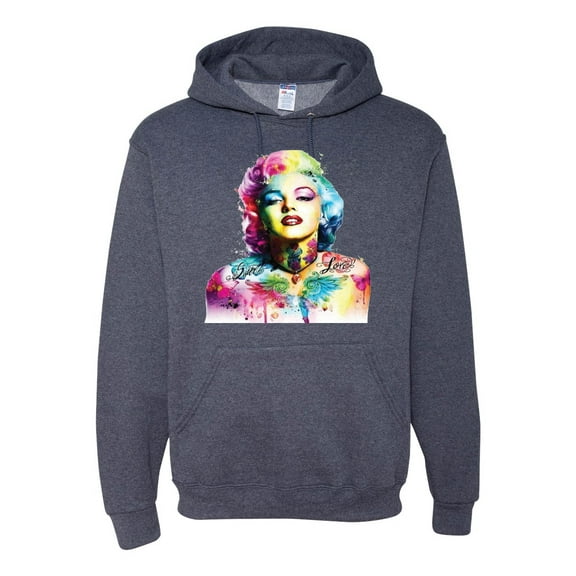 Wild Bobby Marilyn Monroe Multicolor Pop Art Pop Culture Unisex Graphic Hoodie Sweatshirt, Vintage Heather Navy, Small