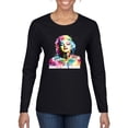 thumbnail image 1 of Wild Bobby Marilyn Monroe Multicolor Pop Art Pop Culture Women Graphic Long Sleeve Tee, Black, Small, 1 of 1