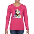 thumbnail image 1 of Wild Bobby Marilyn Monroe Multicolor Pop Art Pop Culture Women Graphic Long Sleeve Tee, Fuschia, XX-Large, 1 of 1