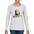 thumbnail image 1 of Wild Bobby Marilyn Monroe Multicolor Pop Art Pop Culture Women Graphic Long Sleeve Tee, White, Small, 1 of 1