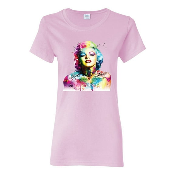 Wild Bobby Marilyn Monroe Multicolor Pop Art Pop Culture Women Graphic Tee, Light Pink, Small