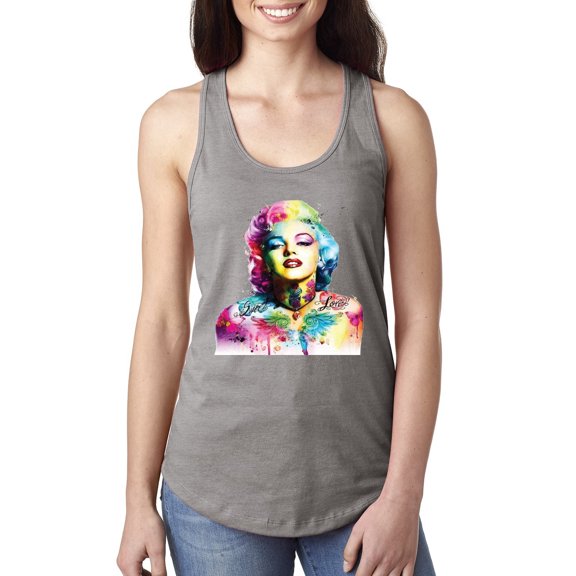 Wild Bobby Marilyn Monroe Multicolor Pop Art Pop Culture Women Racerback Tank Top, Heather Grey, Small