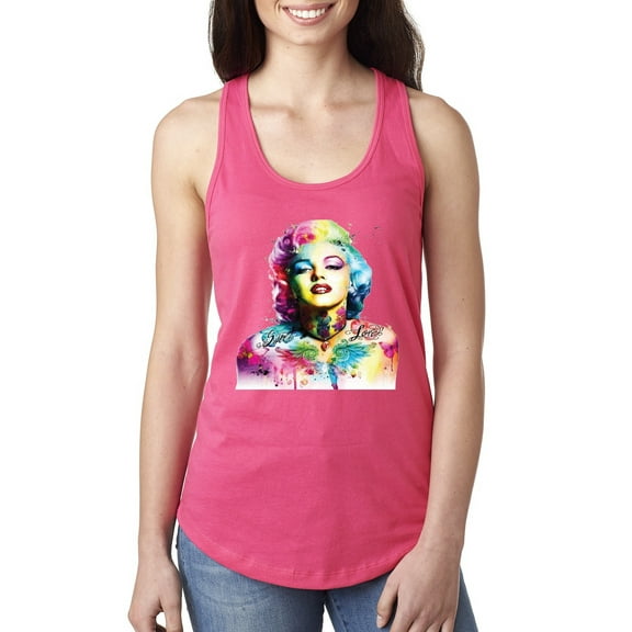 Wild Bobby Marilyn Monroe Multicolor Pop Art Pop Culture Women Racerback Tank Top, Hot Pink, X-Large