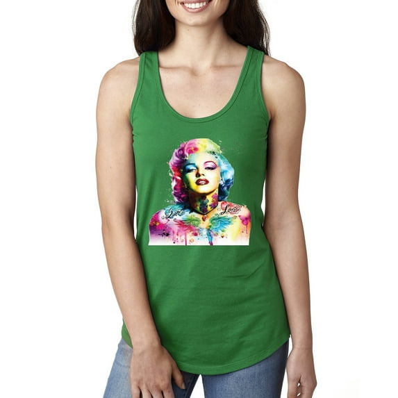 Wild Bobby Marilyn Monroe Multicolor Pop Art Pop Culture Women Racerback Tank Top, Kelly, Large