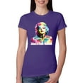 thumbnail image 1 of Wild Bobby, Marilyn Monroe Multicolor Pop Art Pop Culture Women Slim Fit Junior Tee, Purple Rush, Small, 1 of 1