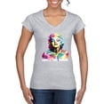 thumbnail image 1 of Wild Bobby Marilyn Monroe Multicolor Pop Art Pop Culture Women Standard V-Neck Tee, Heather Grey, XX-Large, 1 of 1