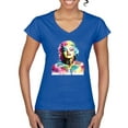 thumbnail image 1 of Wild Bobby Marilyn Monroe Multicolor Pop Art Pop Culture Women Standard V-Neck Tee, Royal, XX-Large, 1 of 1