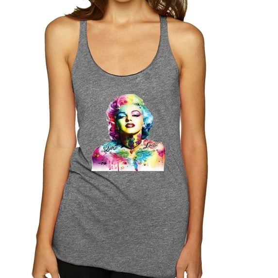 Wild Bobby Marilyn Monroe Multicolor Pop Art Pop Culture Women Tri-Blend Racerback Tank Top, Premium Heather, X-Large