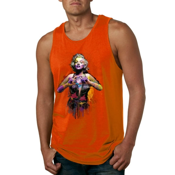 Wild Bobby Marilyn Monroe Watercolor Love Pop Culture Men Graphic Tank Top, Orange, XX-Large