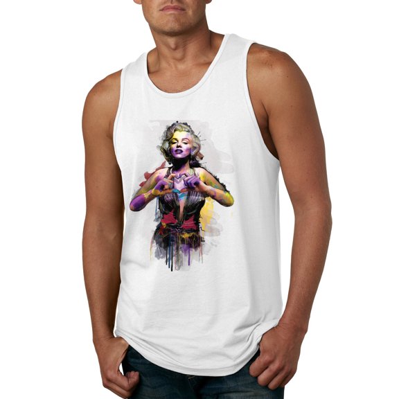 Wild Bobby Marilyn Monroe Watercolor Love Pop Culture Men Graphic Tank Top, White, X-Large