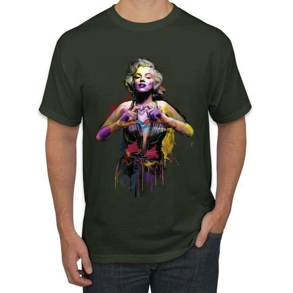 Wild Bobby Marilyn Monroe Watercolor Love Pop Culture Men Graphic Tee, Forest Green, Small